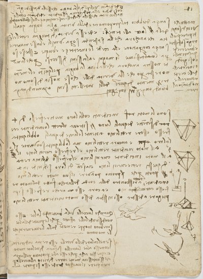 Vogelvluchtcode, c. 1505-06, blad 11 recto door Leonardo da Vinci